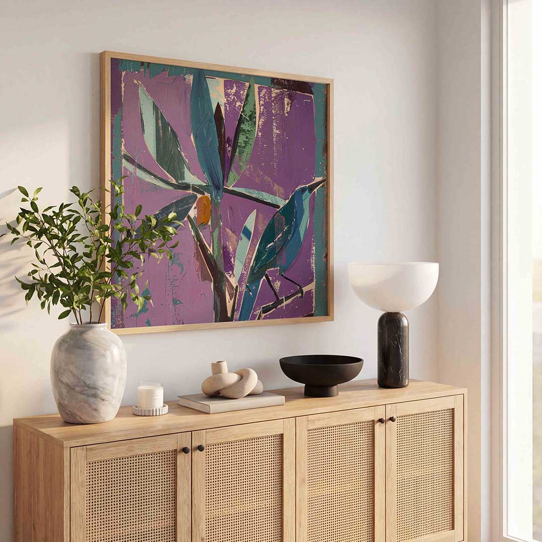 Vogel en bladeren Poster