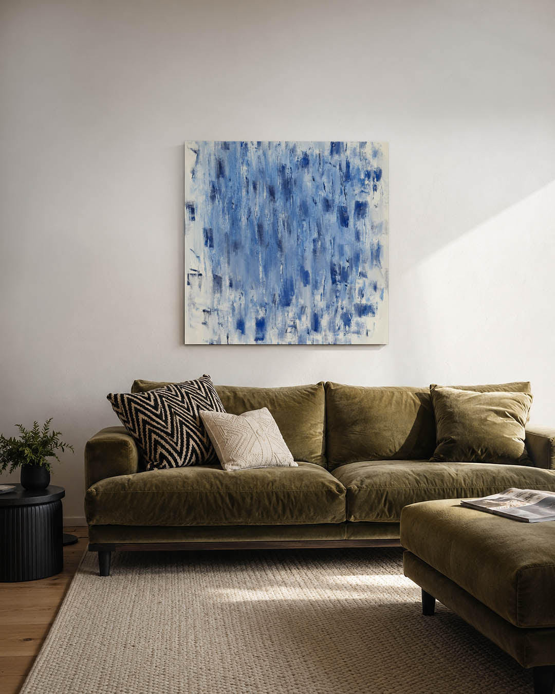 Dynamische blauwe vegen Kunstwerk