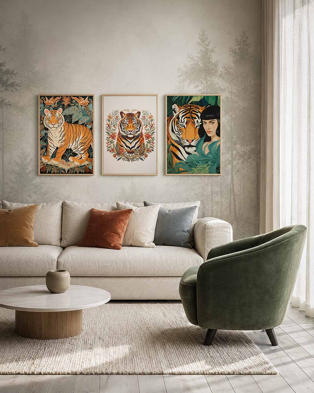 Tijger en bladeren Posterset