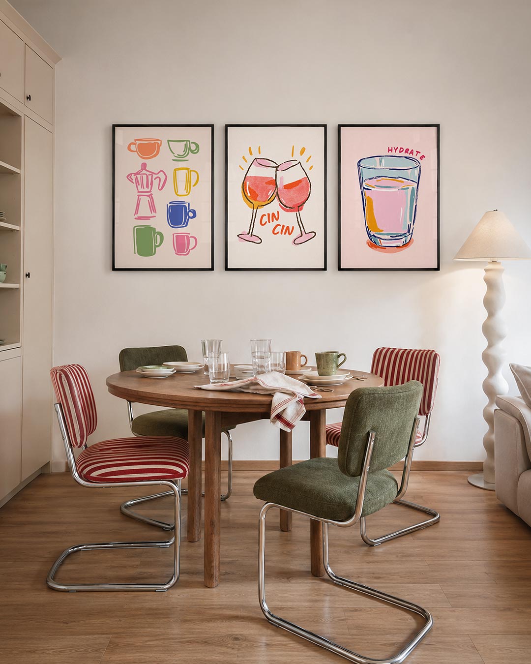 Kleurrijke koffievormen Posterset