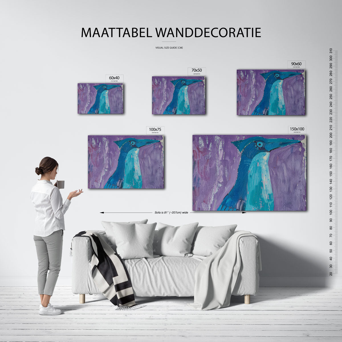 Vogelsilhouet in kleur Kunstwerk
