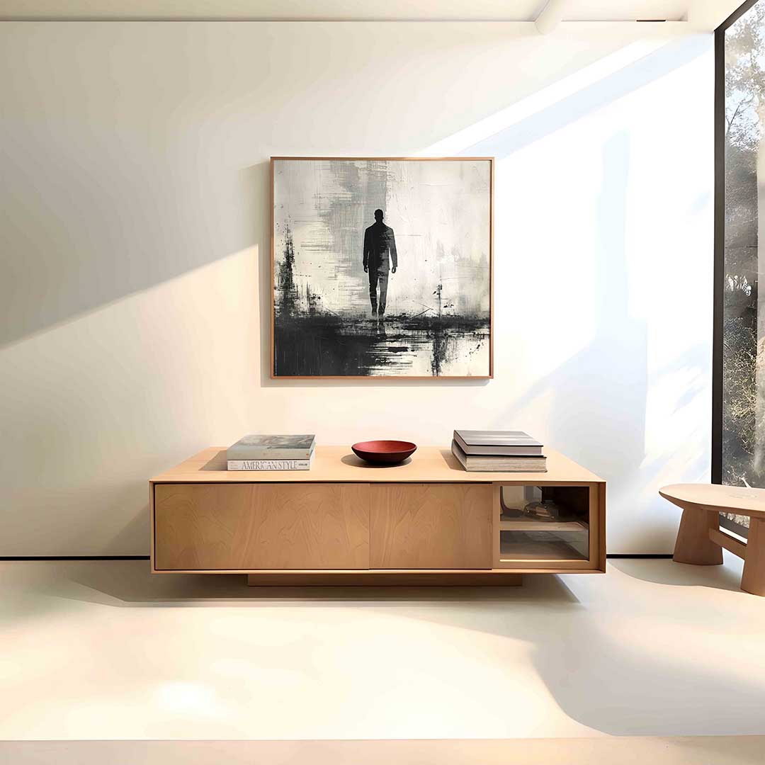 Silhouet van wandelende man Poster