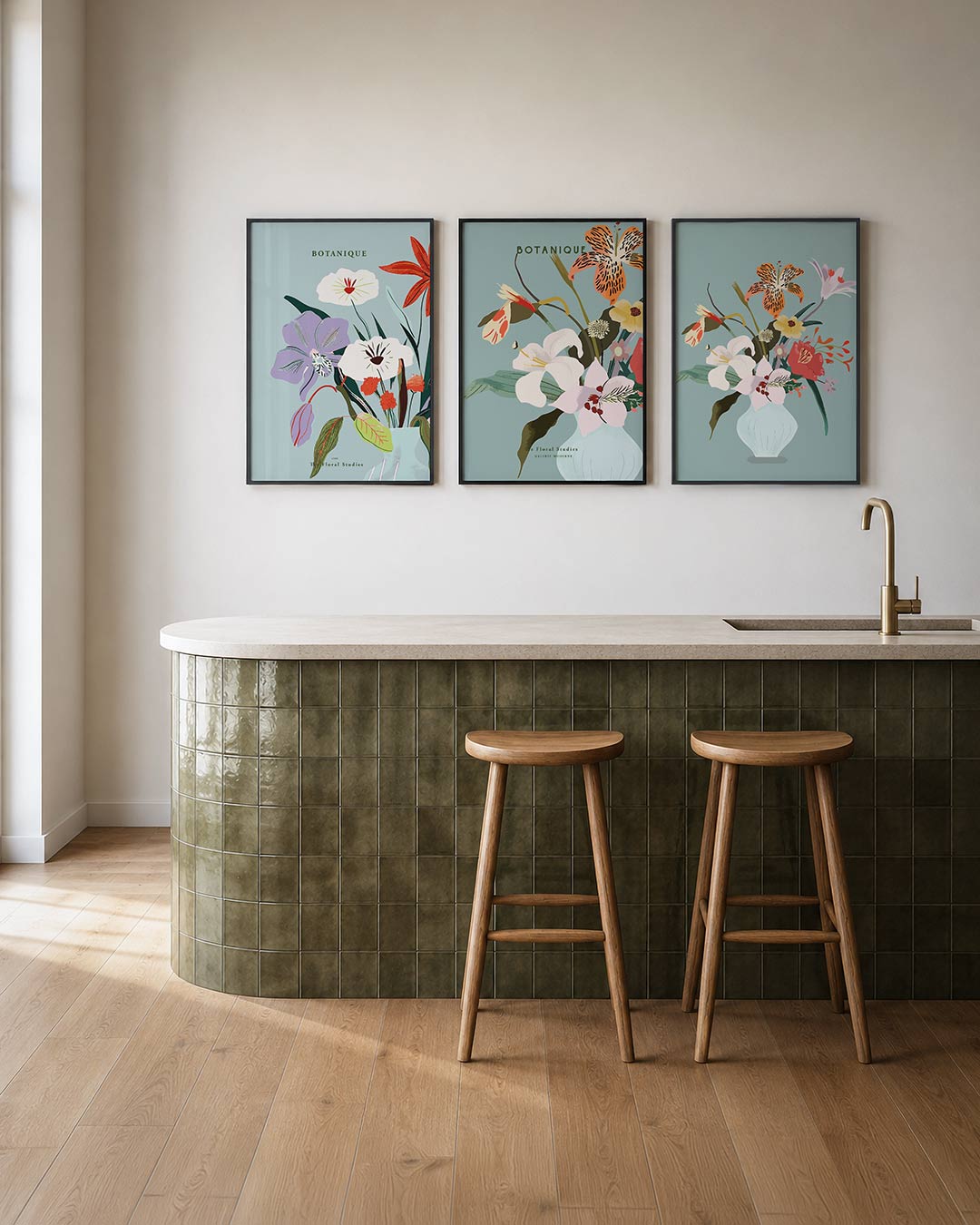Bloemrijke compositie Posterset