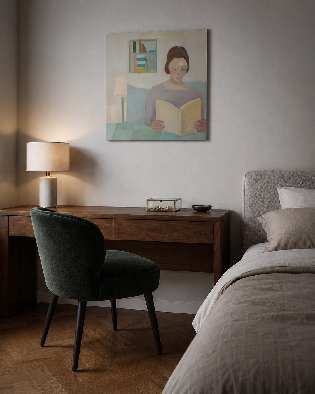 Vrouw leest boek Kunstwerk