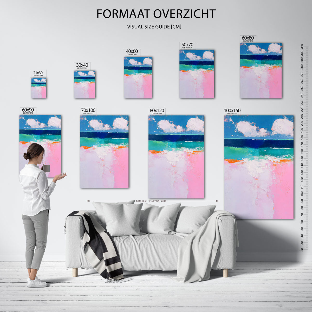 Landschap met roze en blauw Poster