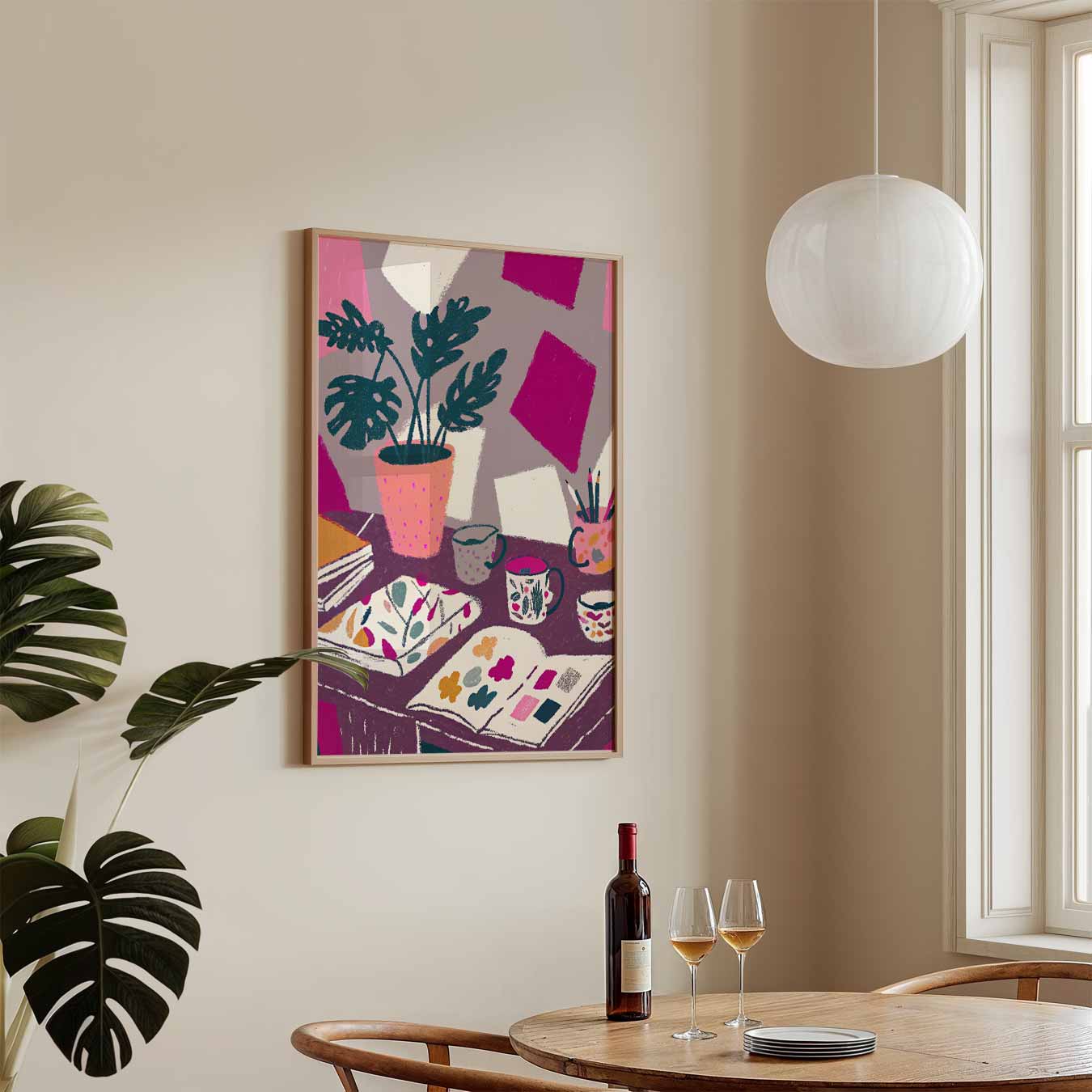 Creatieve Werkplek met Kleuren en Patronen Poster-WallArtistic