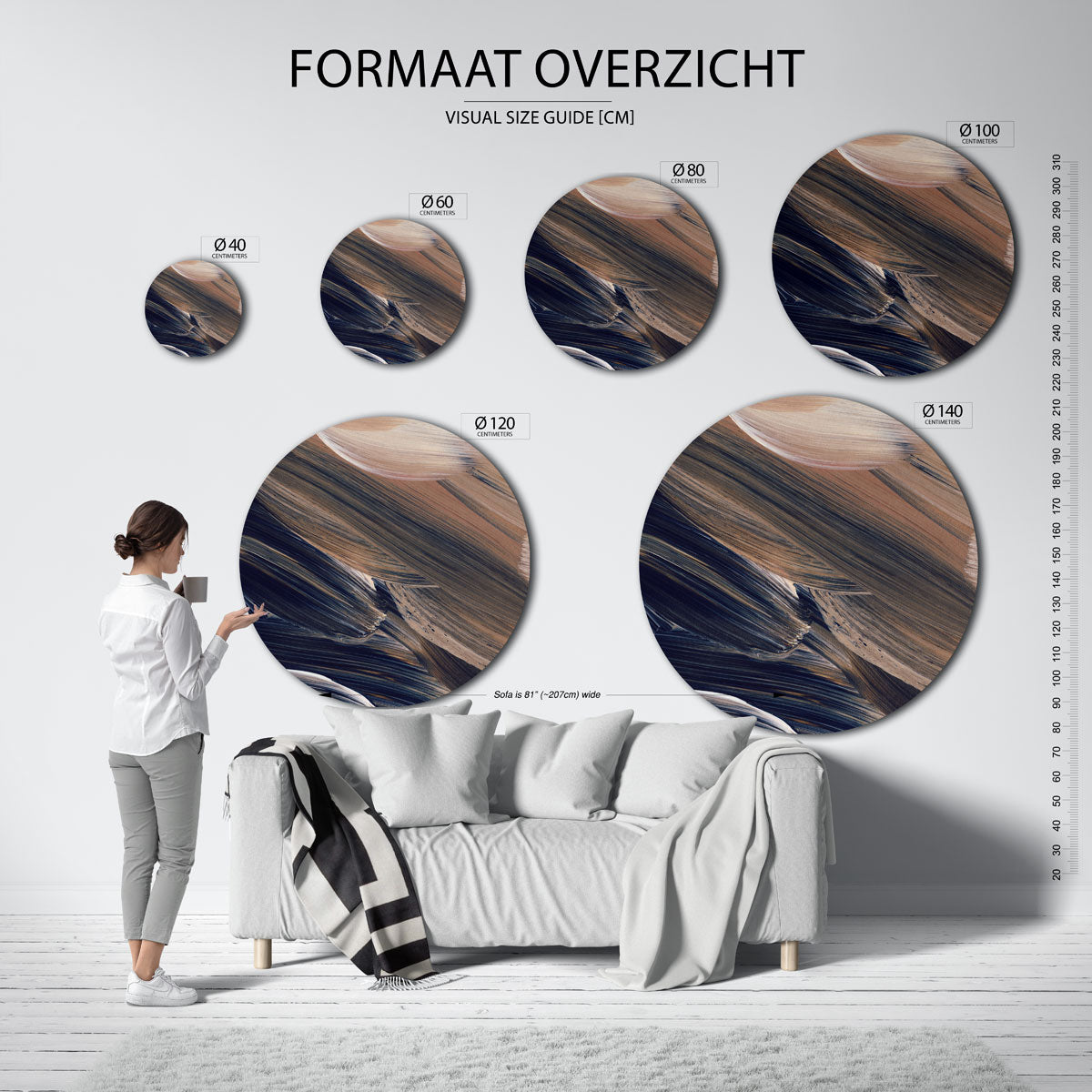 Abstracte penseelstreken Muurcirkel