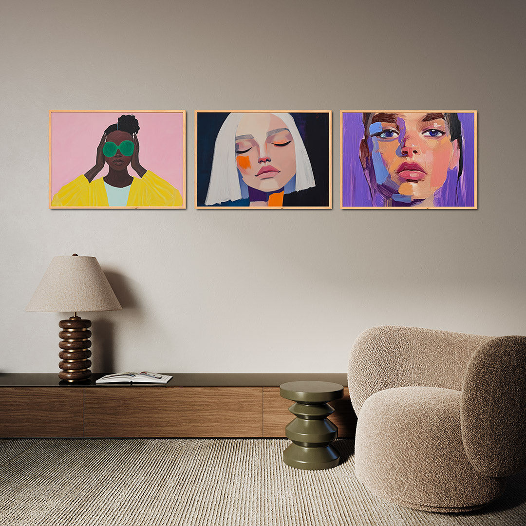 Kleurrijke portretuitdrukking Posterset