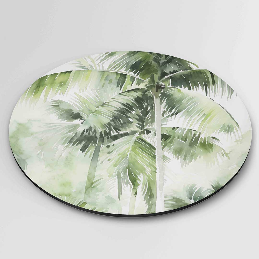 Groene palmbladeren Muurcirkel