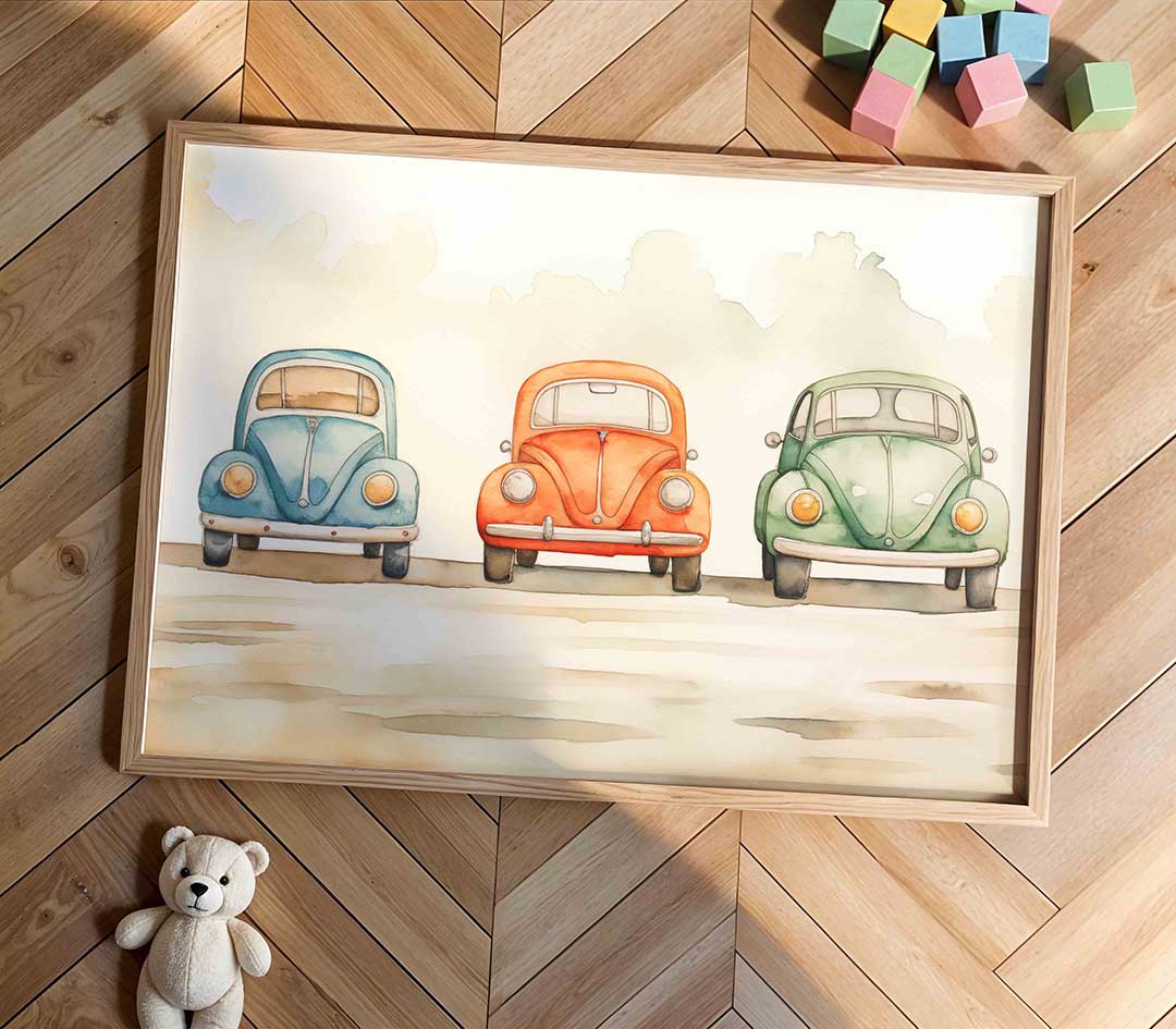 Drie klassieke auto's Poster
