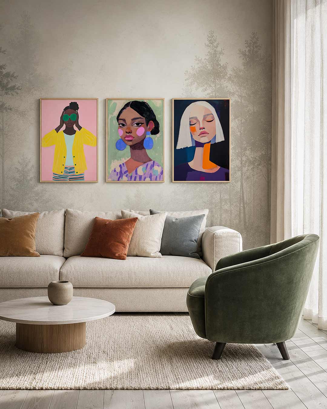 Kleurrijke portretuitdrukking Posterset