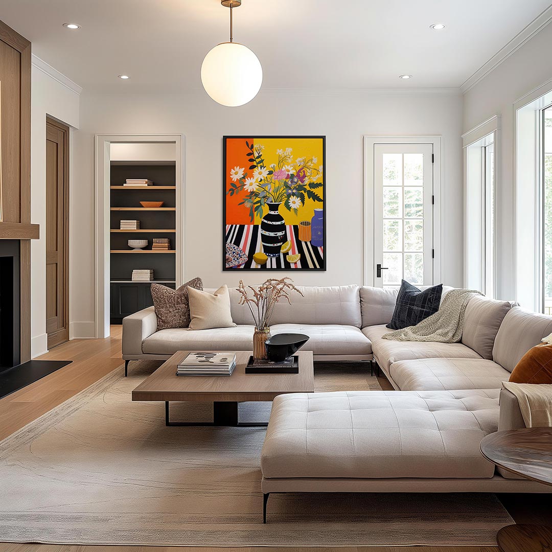 Bloemen en strepen Kunstwerk
