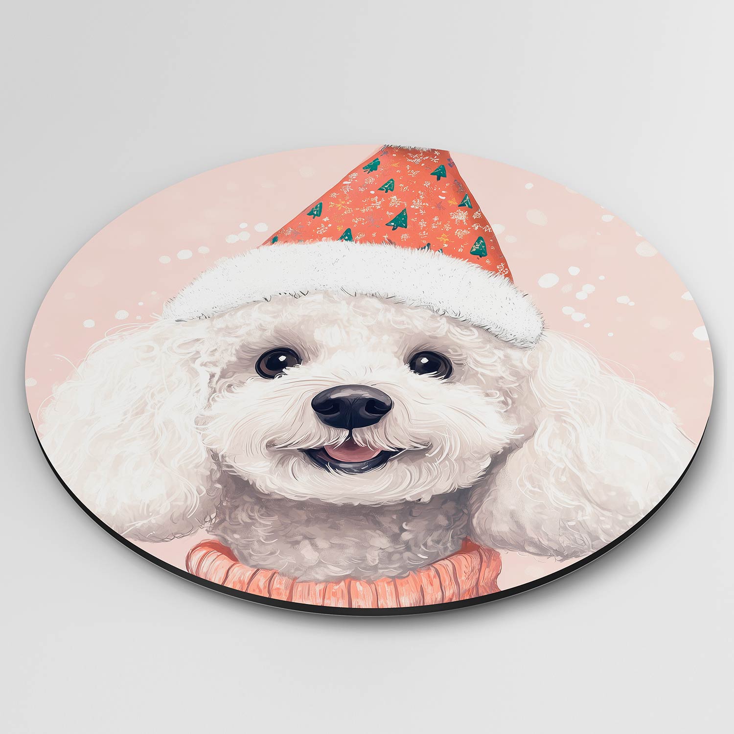 Hond met kerstmuts Muurcirkel