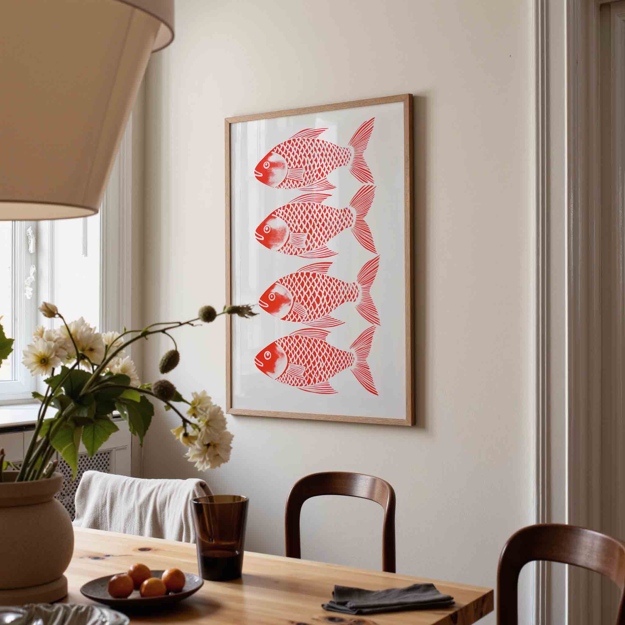 Vier rode vissen Poster