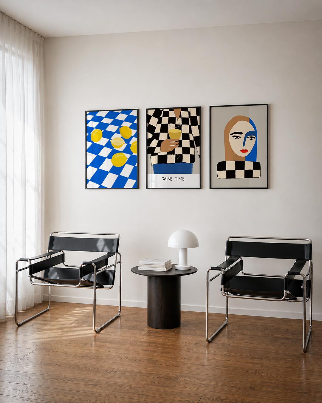 Citroenen op ruitpatroon Posterset
