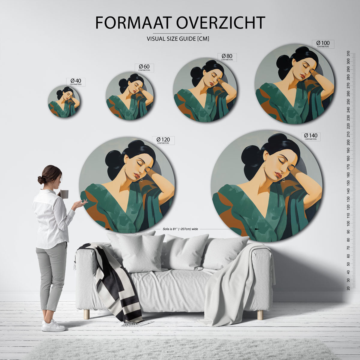 Vrouw met gesloten ogen Muurcirkel