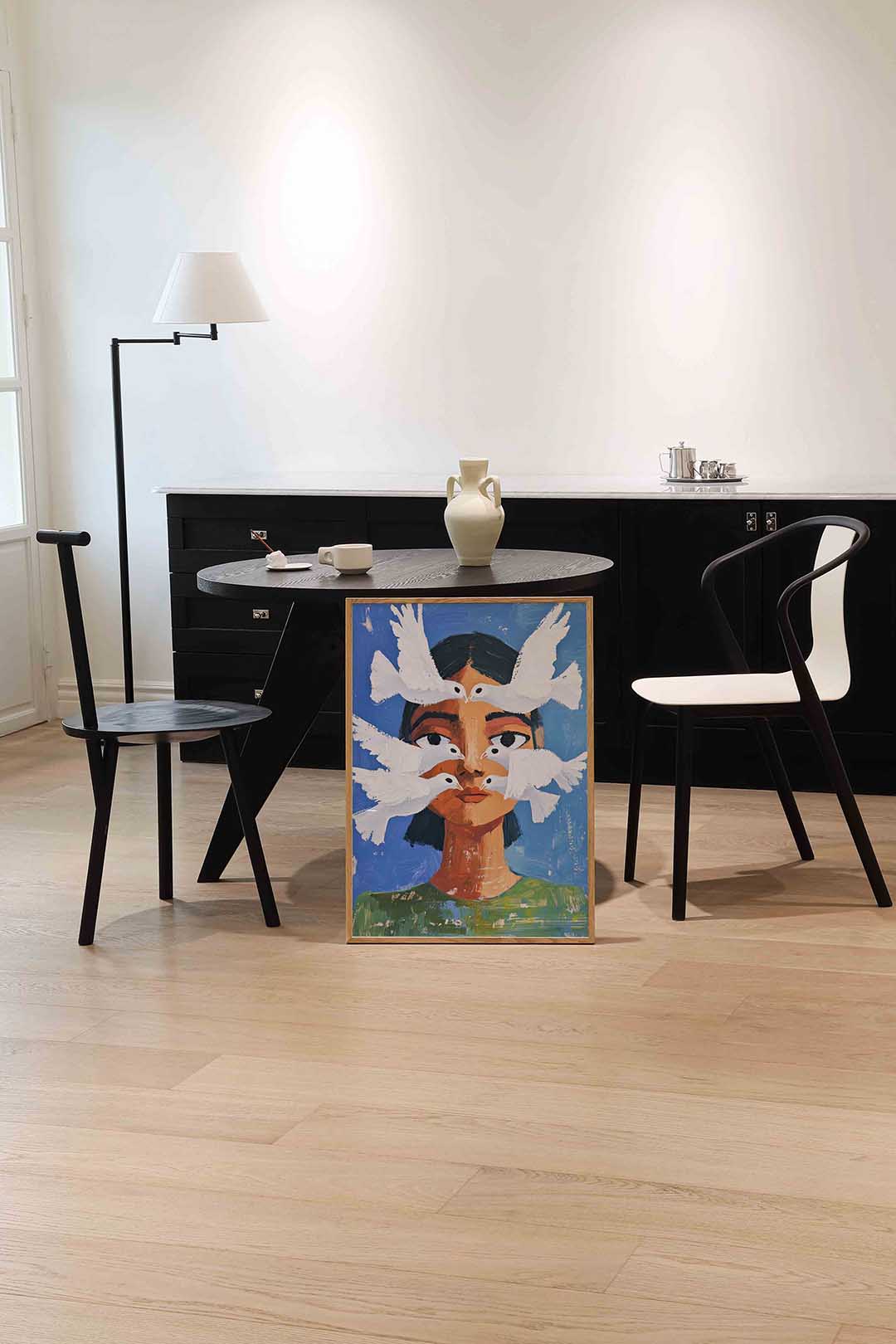 Vogel en gezicht Poster
