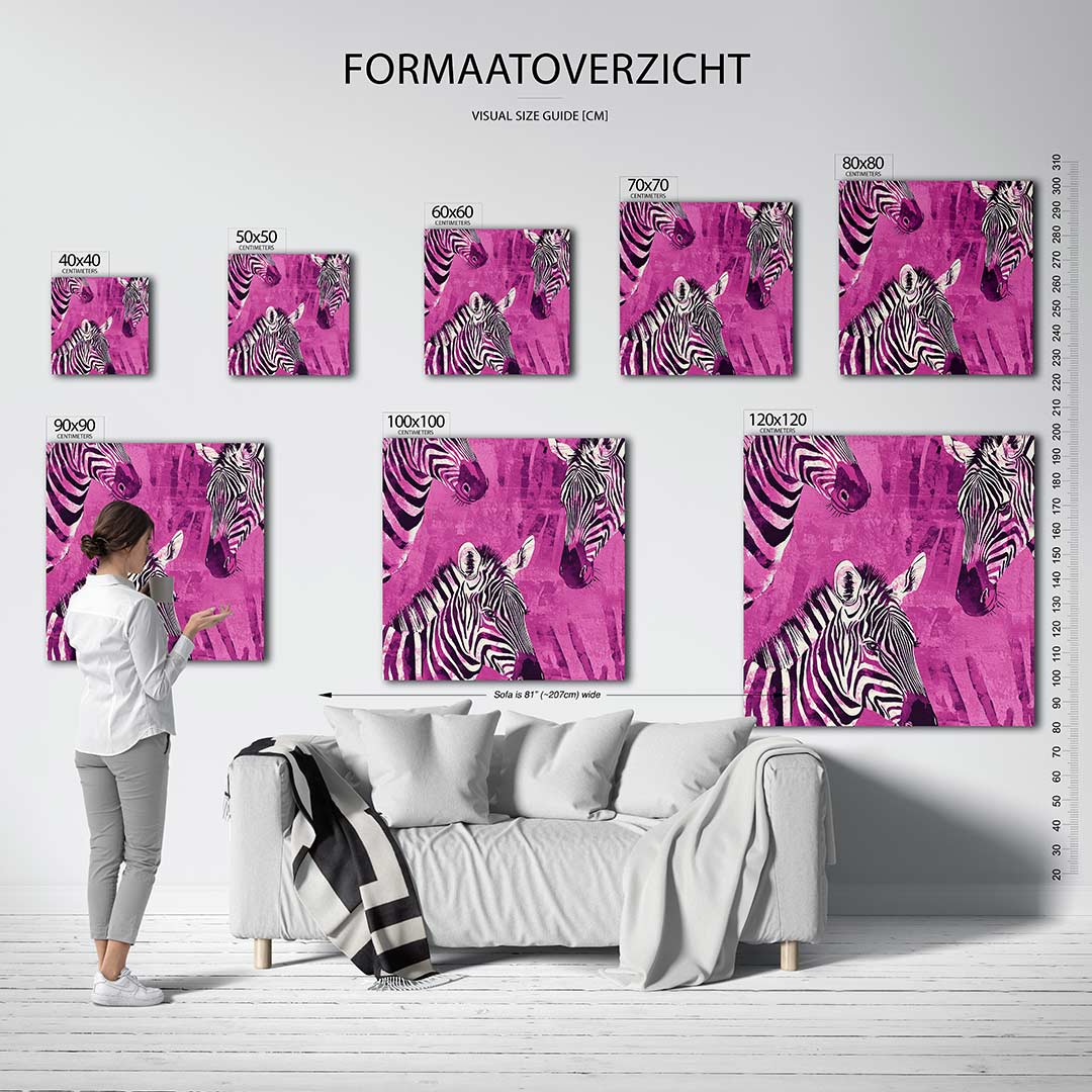 Zebra's in levendige tinten Kunstwerk