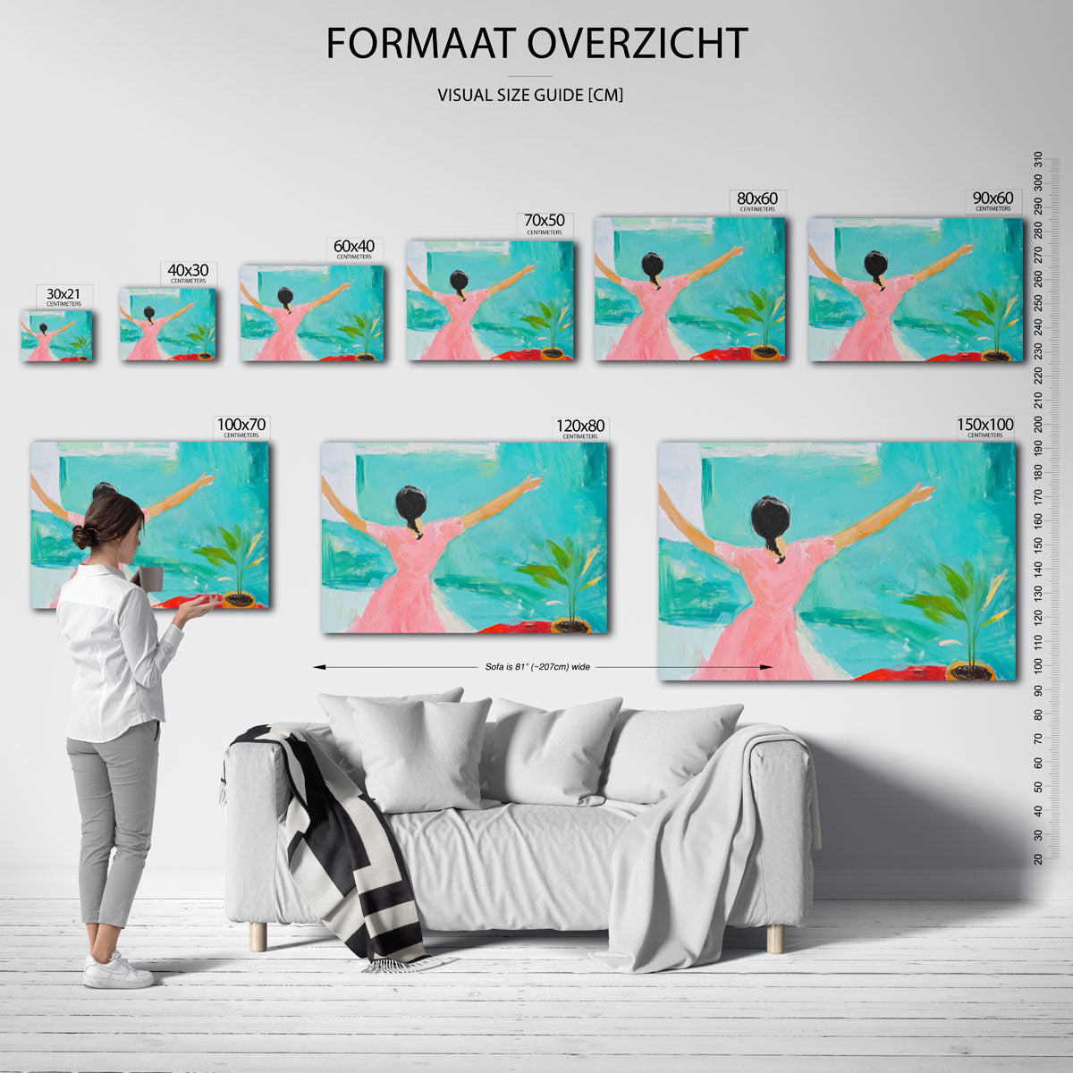 Vrouw in roze jurk Poster