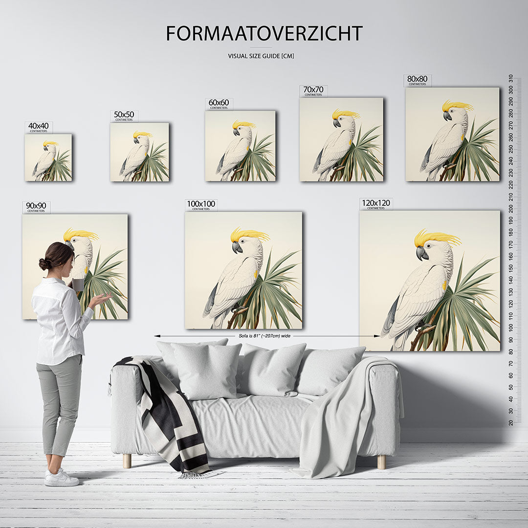 Papegaai en bladeren Kunstwerk