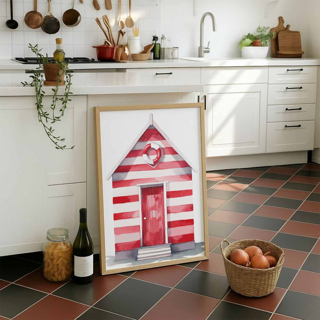 Strandhuisje Poster-WallArtistic