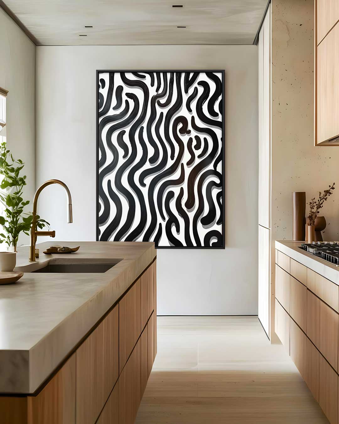 Golvende Zebra-Lijnen Kunstwerk-canvas-dibond-plexiglas-wanddecoratie-WallArtistic