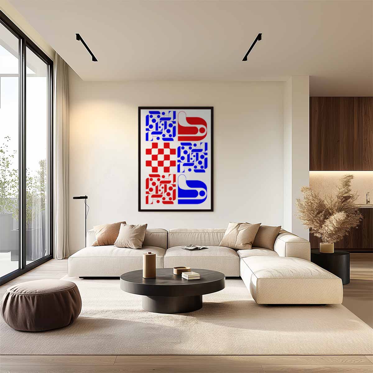 Kleurrijke Geometrische Abstractie Kunstwerk-canvas-dibond-plexiglas-wanddecoratie-WallArtistic