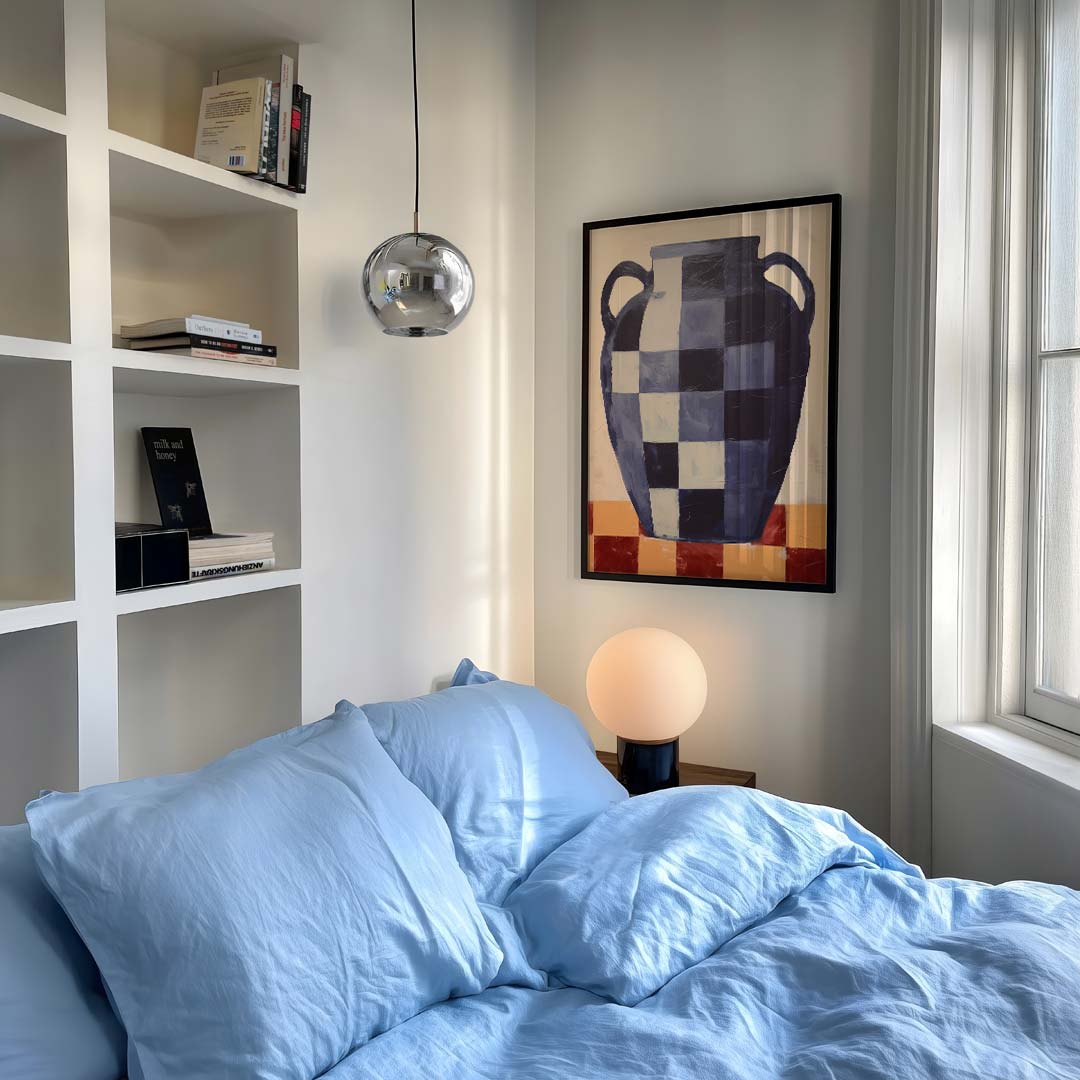 Stijlvolle Vaas in Blauw Schilderij Poster-WallArtistic