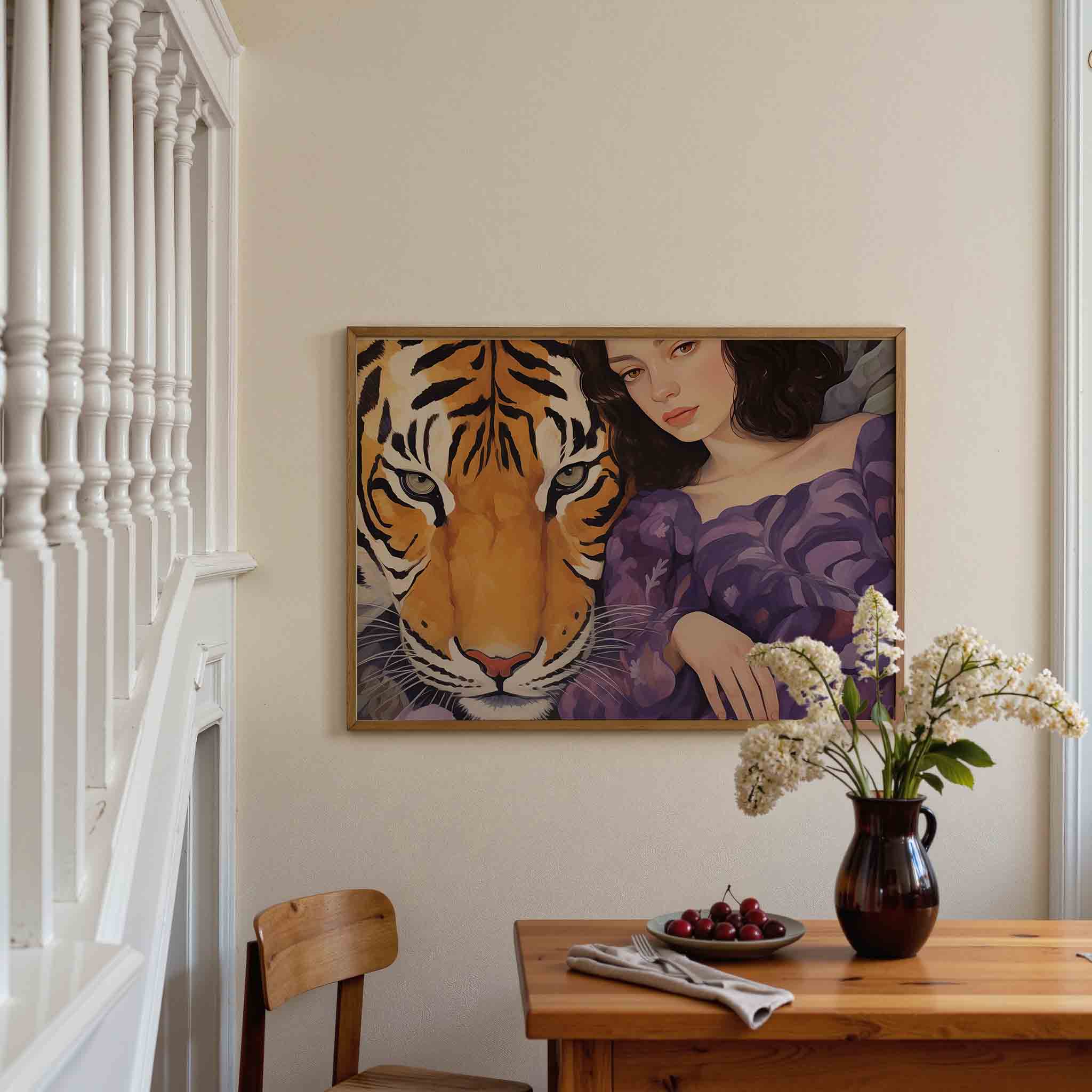 Tijger en vrouw Poster