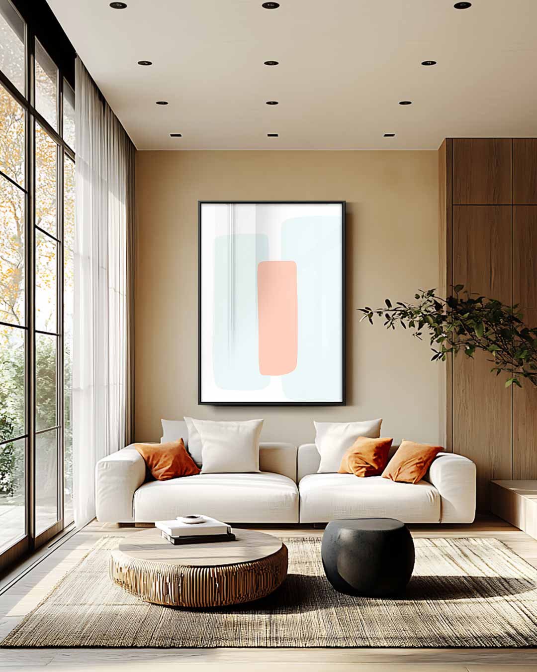Rustgevende Pastelvormen Kunstwerk-canvas-dibond-plexiglas-wanddecoratie-WallArtistic