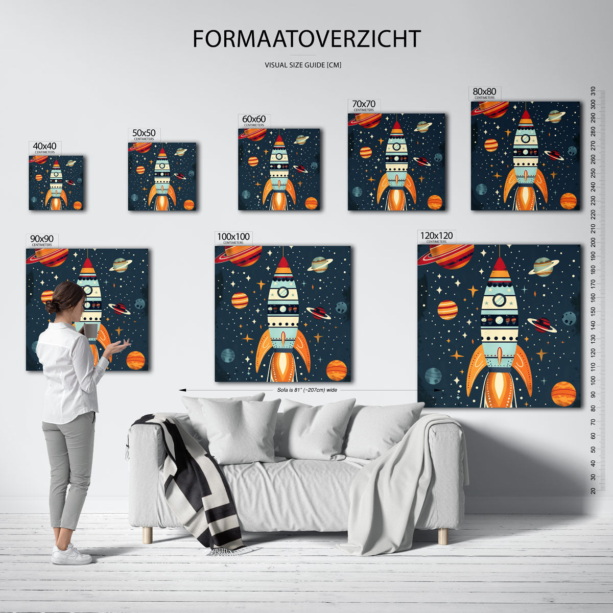 Ruimteraket en planeten Poster