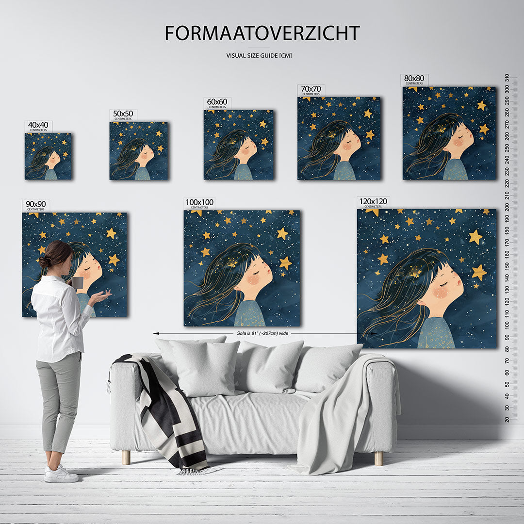 Dromerig sterrenkind Kunstwerk