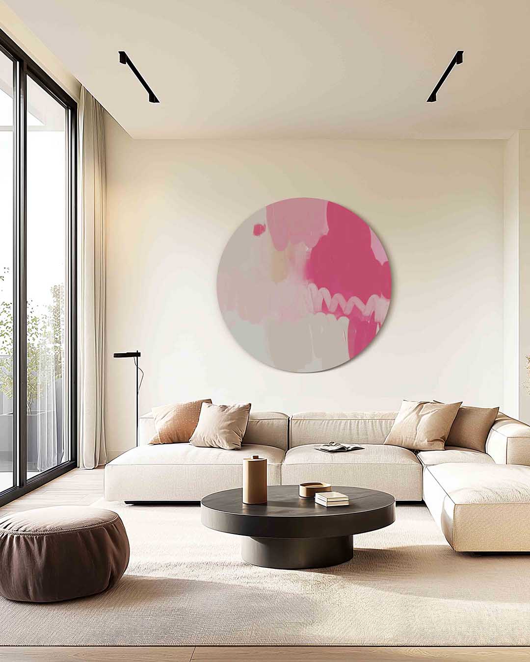 Roze en beige vormen Muurcirkel