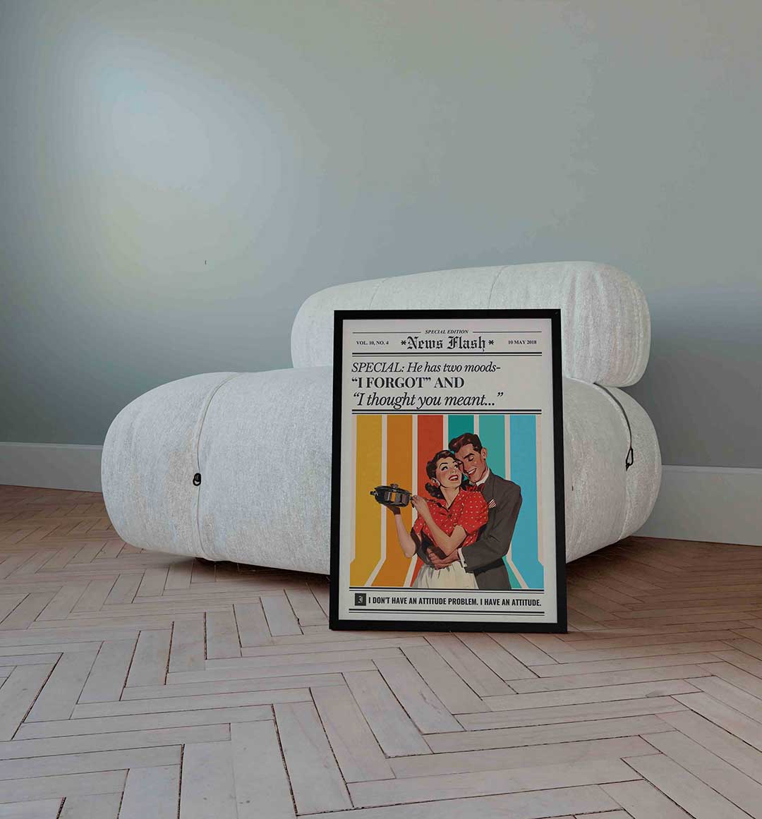 Retro koppel met kleurrijke achtergrond Poster