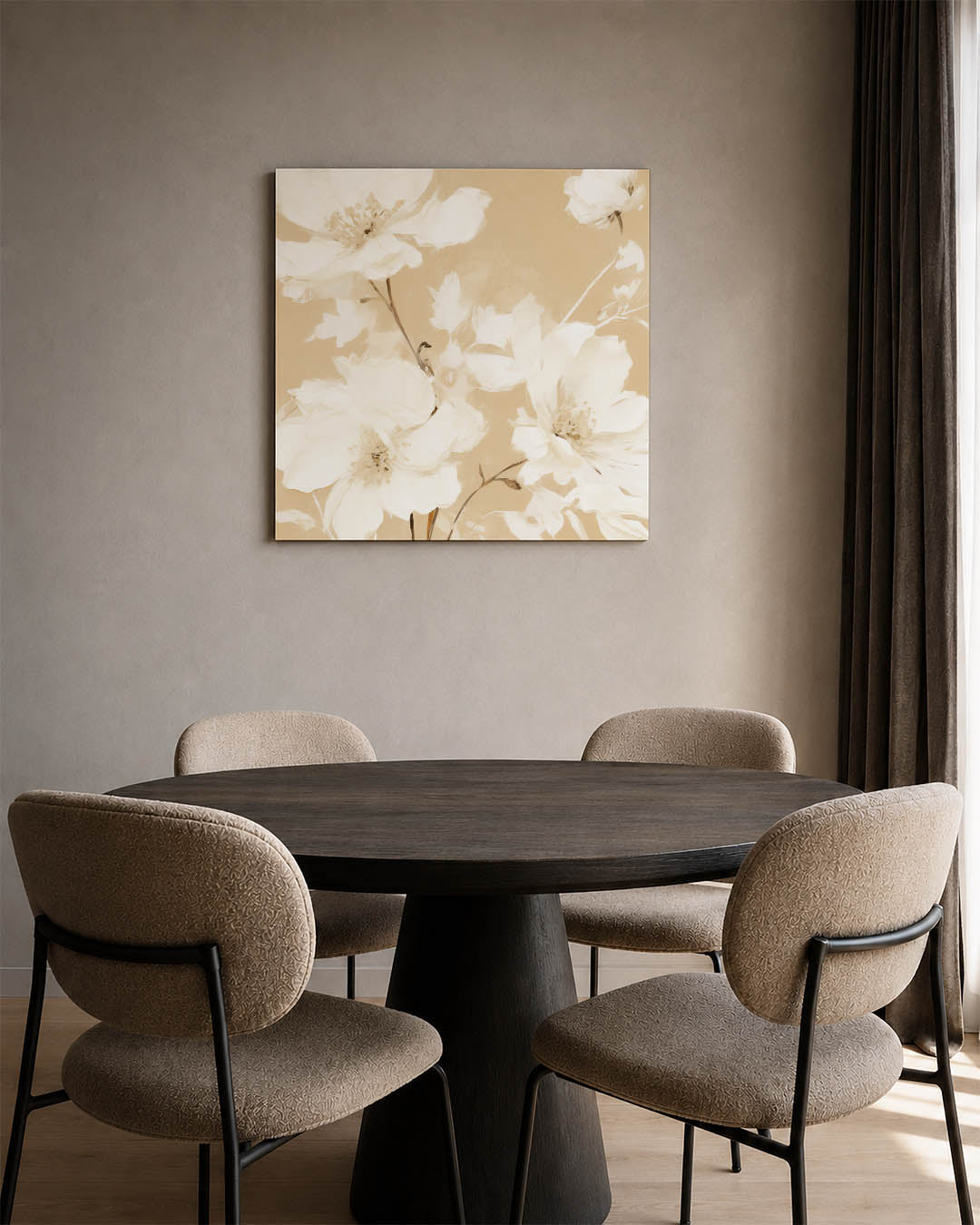 Bloemen op beige Kunstwerk