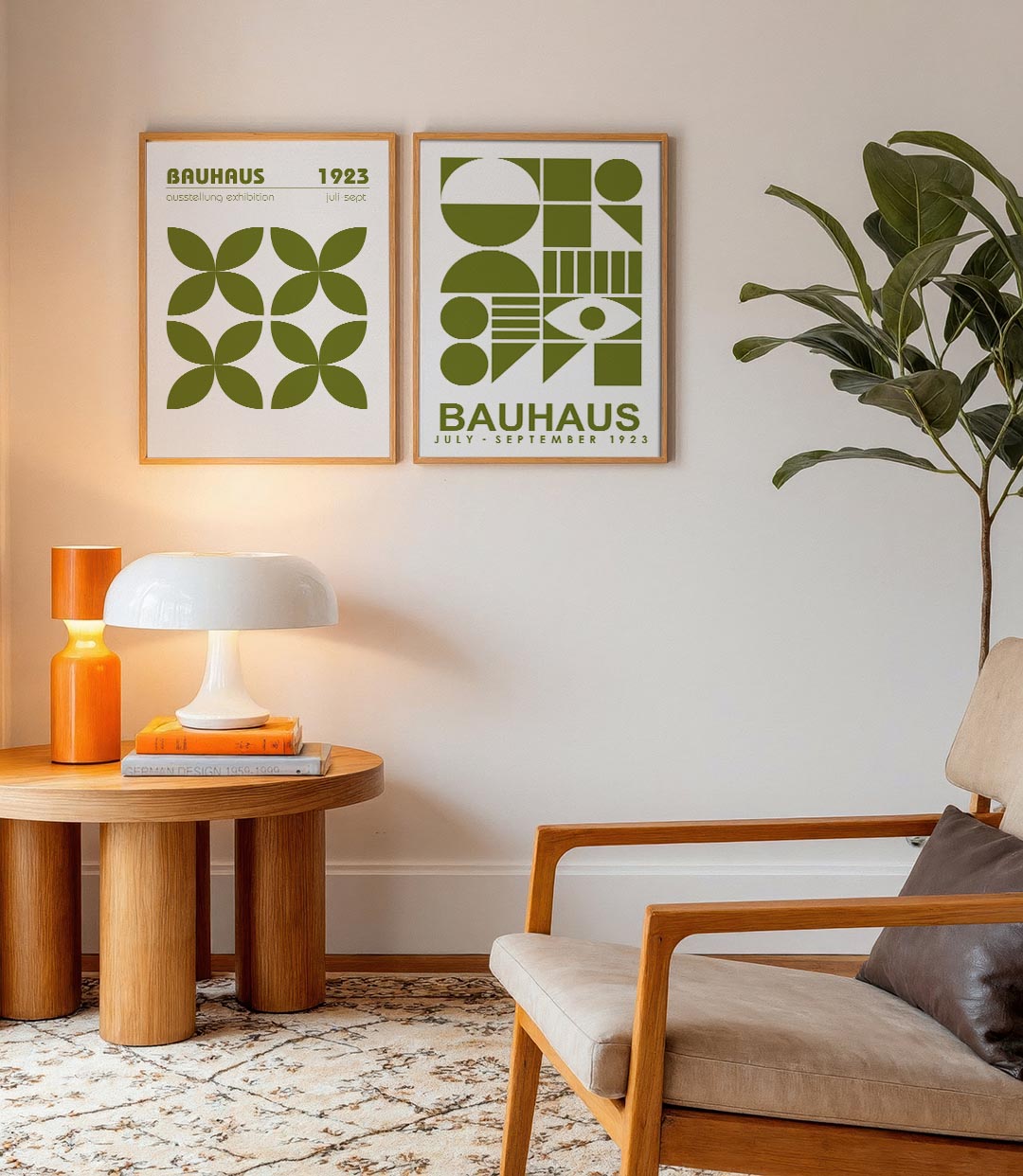 Groene bloemvormen Posterset