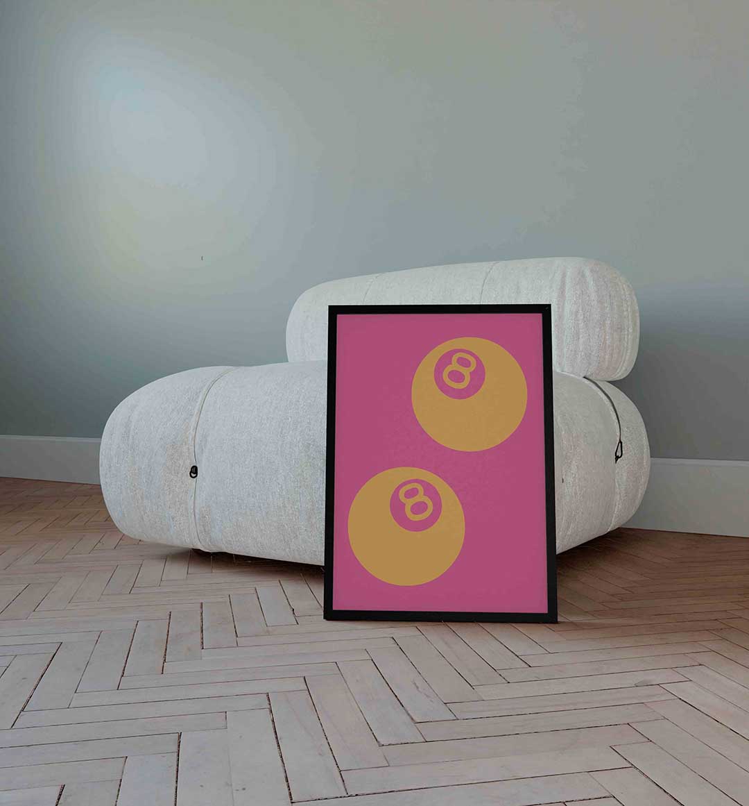 Gele ballen op roze Poster