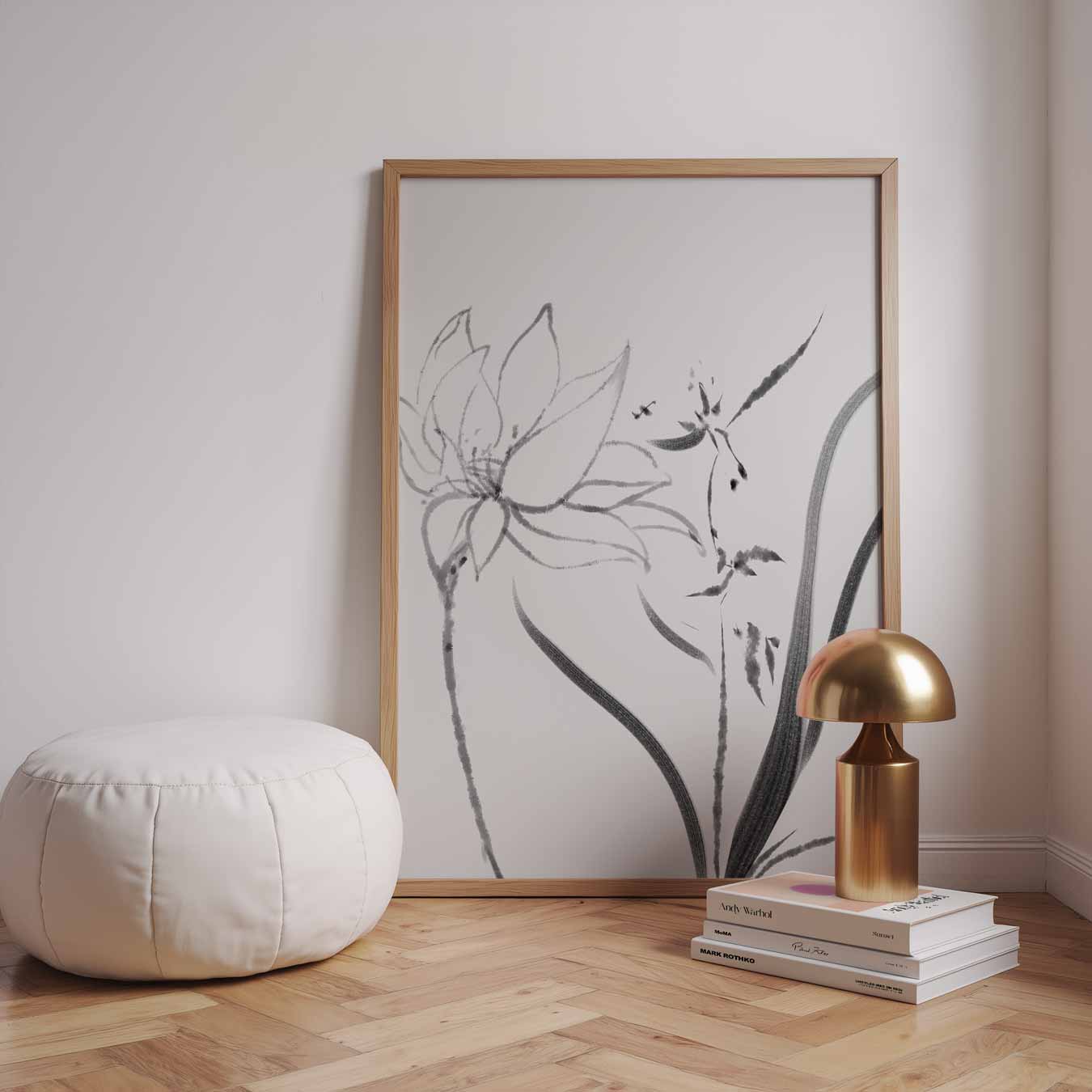 Elegante Zwart-wit Bloemenprint Poster-WallArtistic
