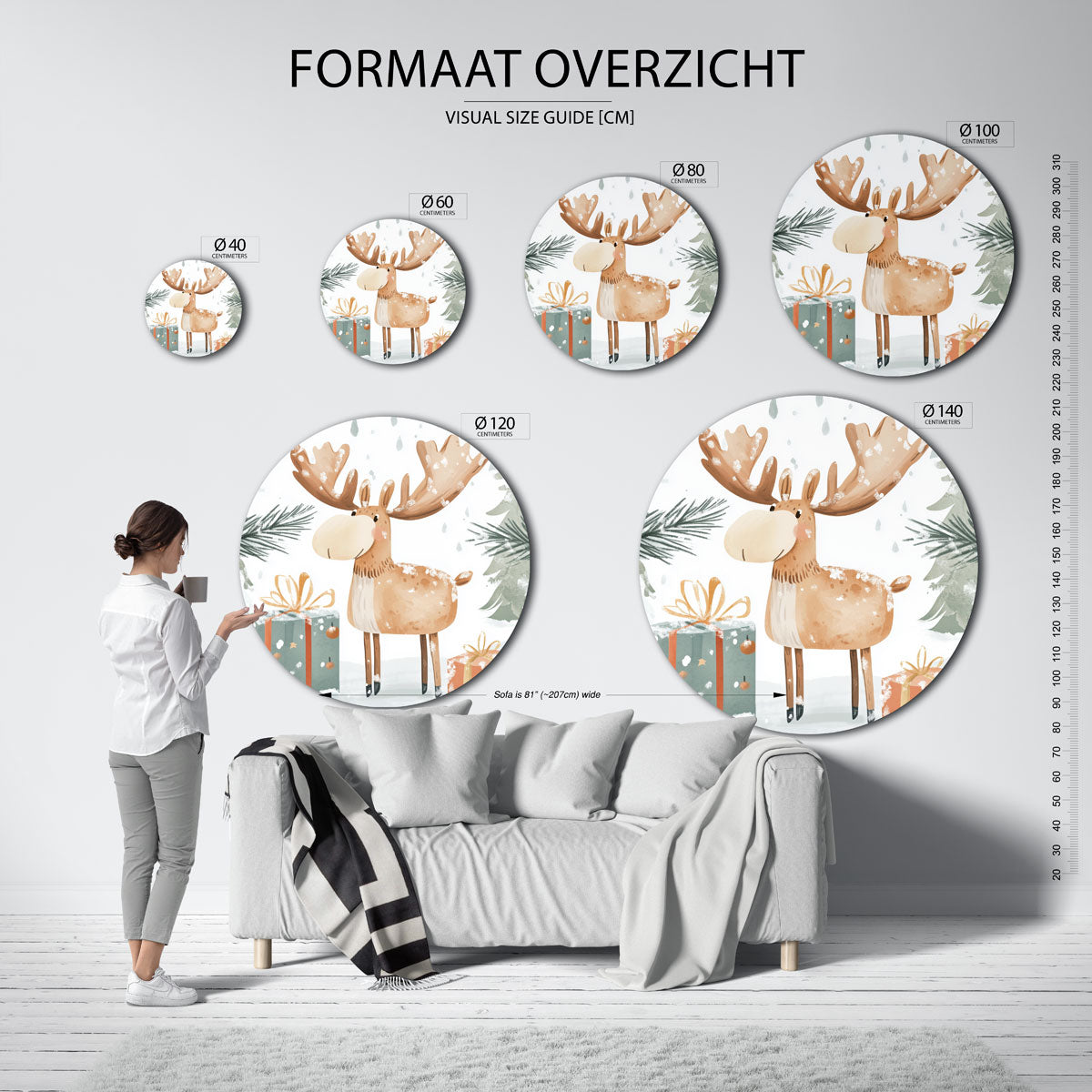 Eland met cadeaus Muurcirkel