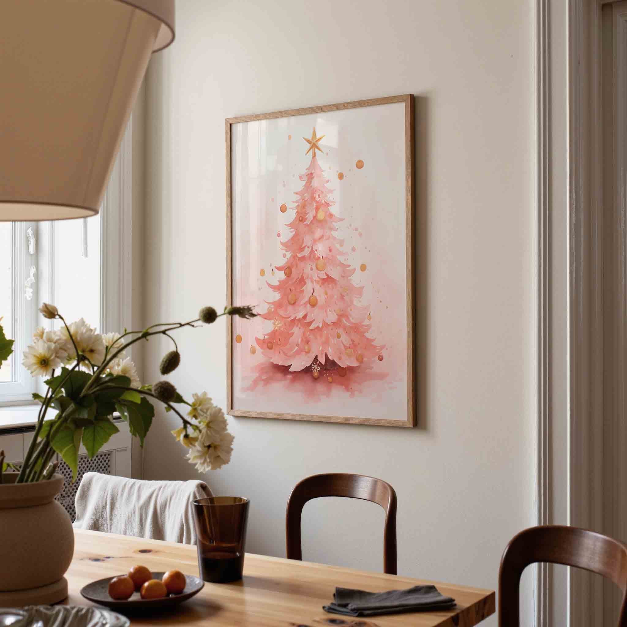 Roze kerstboom Poster
