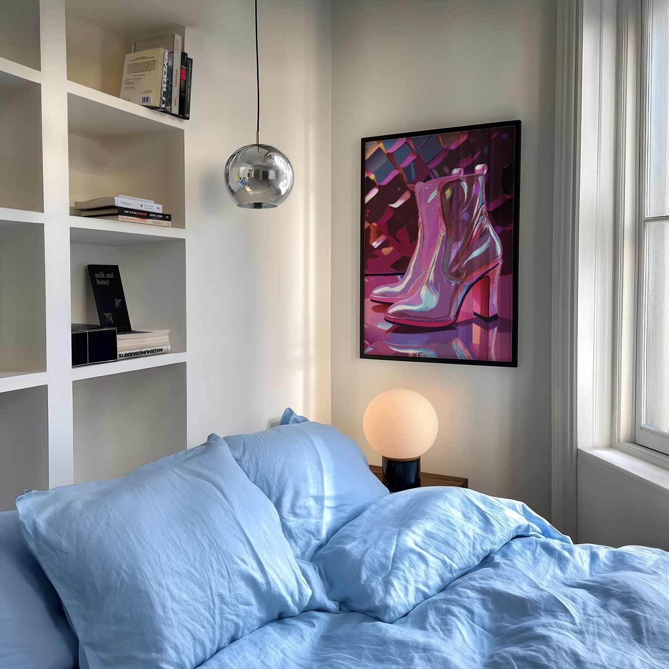 Glanzende Enkellaarsjes met Glamour Effect Poster-WallArtistic