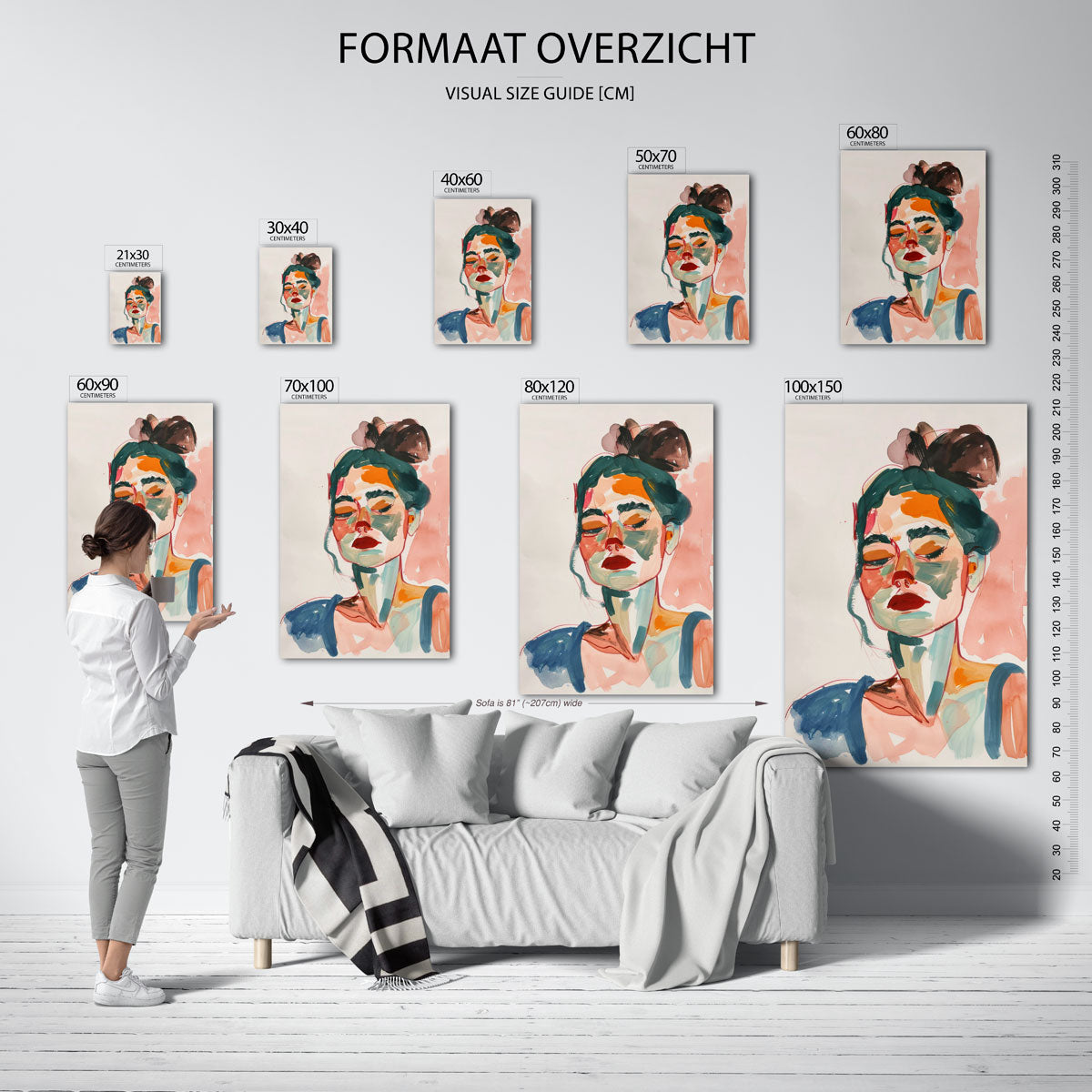 Portret met kleurrijke accenten Poster