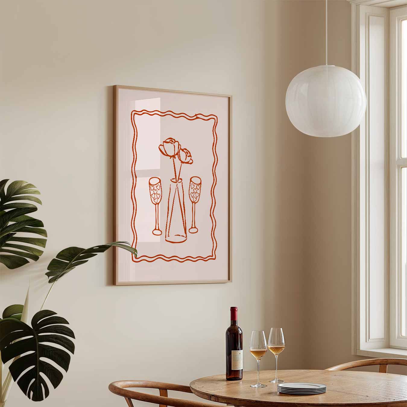 Romantische Bloemen en Hartjes Poster-WallArtistic