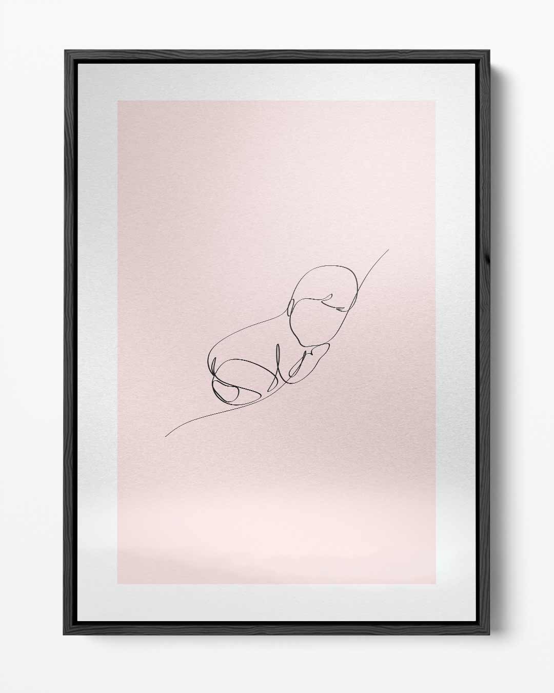 Dromerige Lijntekening van een Baby Kunstwerk-canvas-dibond-plexiglas-wanddecoratie-WallArtistic