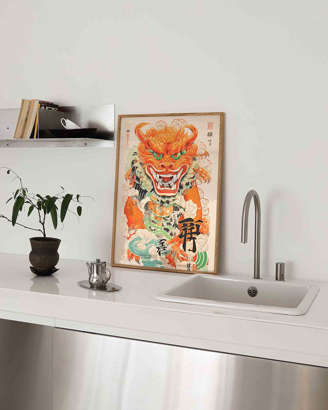 Draak met vurige manen Poster