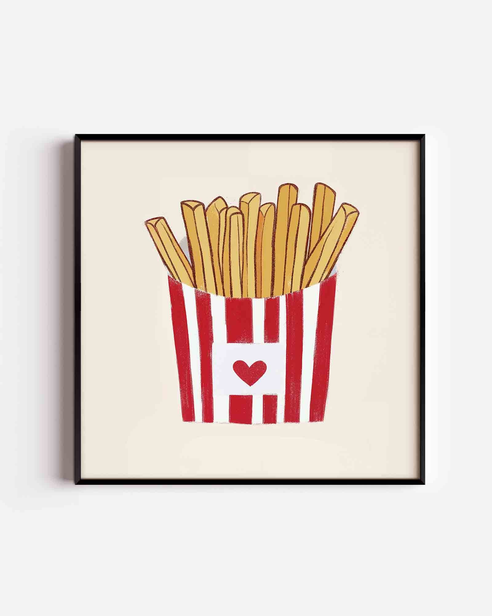 Frietjes in rode verpakking Poster