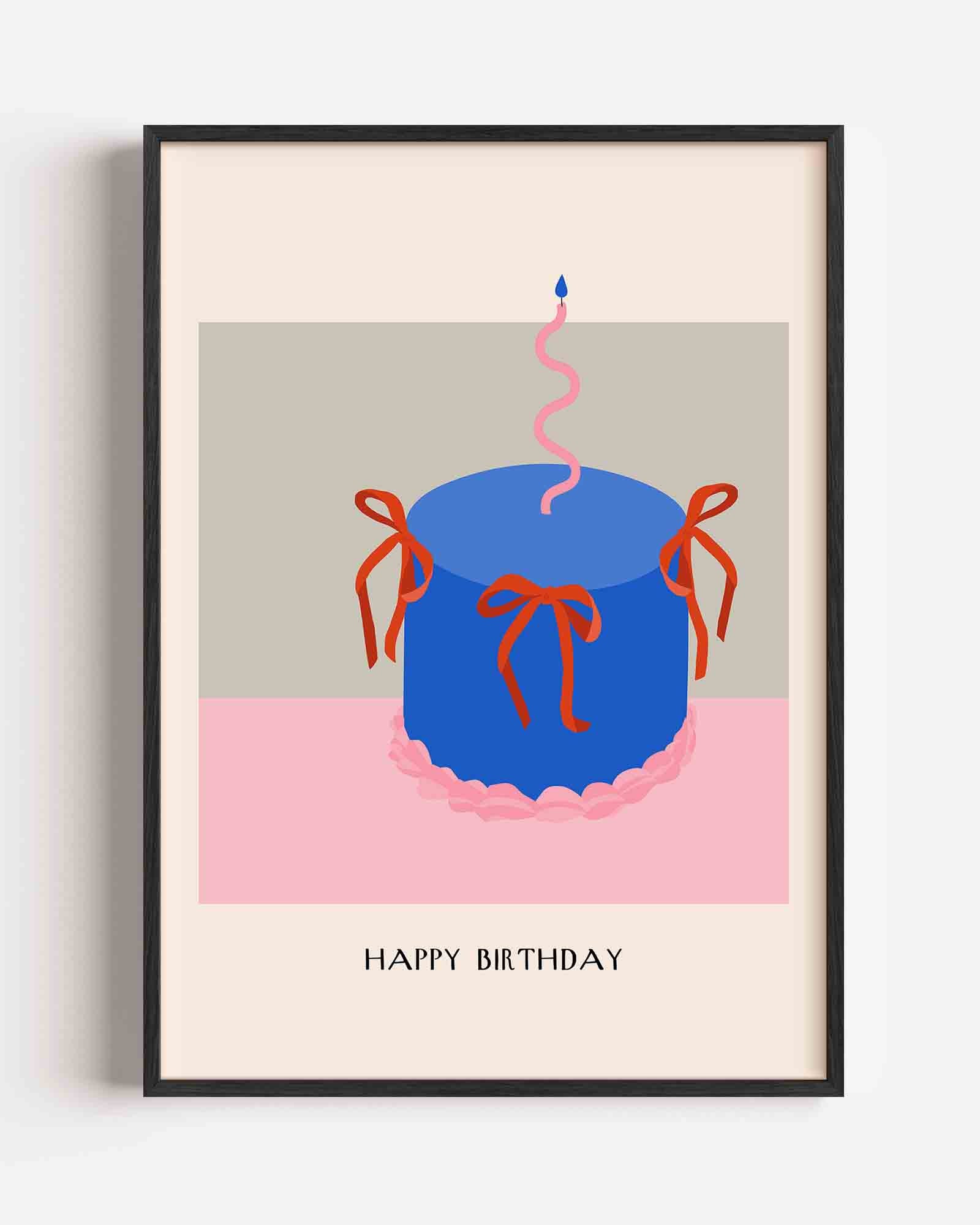 Verjaardagstaart met kaars Poster