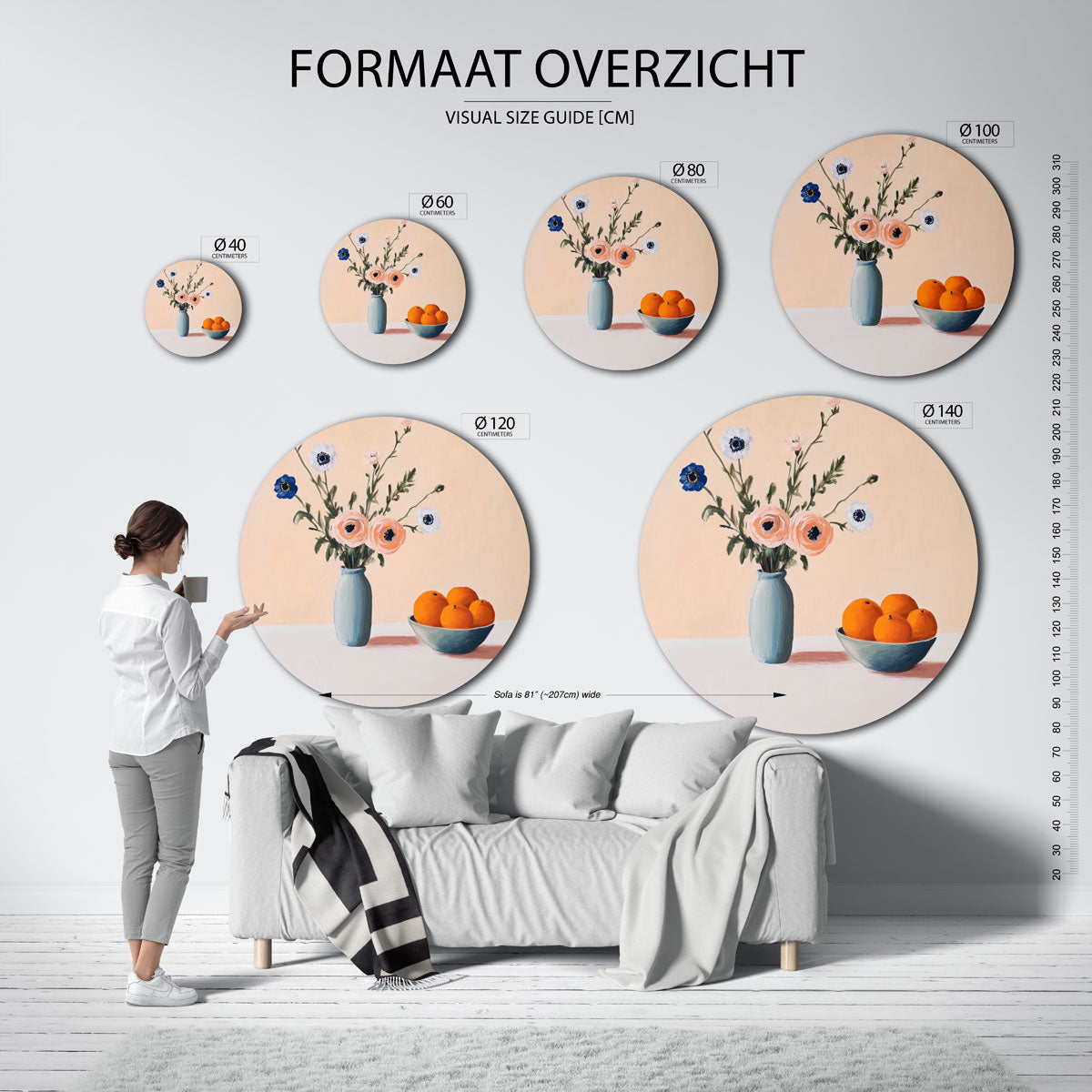 Bloemen en fruit Muurcirkel
