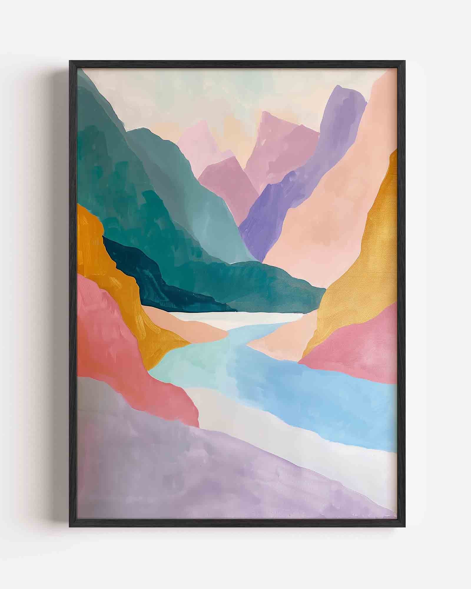 Berglandschap in pastel Poster