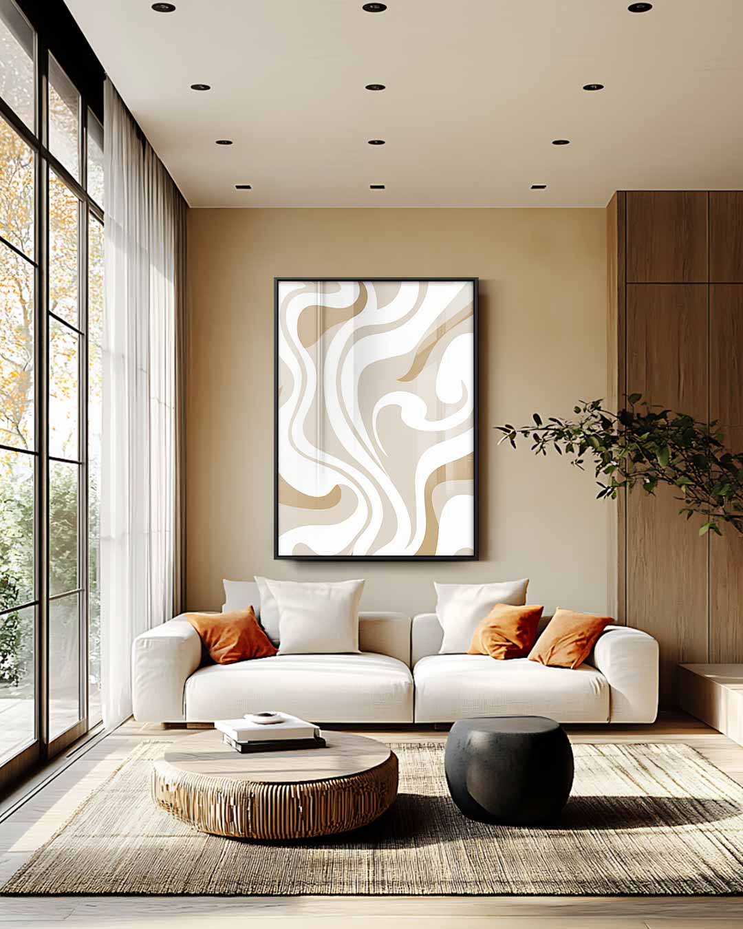 Golvende Aardetinten Wandprint Kunstwerk-canvas-dibond-plexiglas-wanddecoratie-WallArtistic